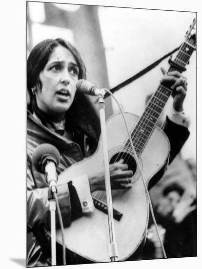 Protest Folk Singer Joan Baez Performing in 1965-null-Mounted Photo