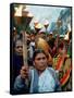 Protesters March in New Delhi's Red Light District-null-Framed Stretched Canvas