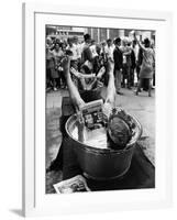 Protesters Sit in Bath Tubs and Read the Satirical Newspaper "Pardon"-null-Framed Photographic Print