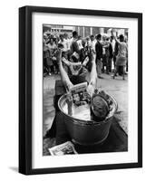 Protesters Sit in Bath Tubs and Read the Satirical Newspaper "Pardon"-null-Framed Photographic Print