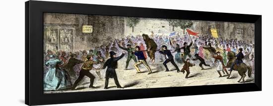 Protestors Tar and Feather a Tax Collector during the Whiskey Rebellion in Pennsylvania, c.1790-null-Framed Giclee Print