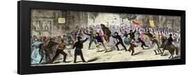 Protestors Tar and Feather a Tax Collector during the Whiskey Rebellion in Pennsylvania, c.1790-null-Framed Giclee Print