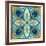 Proud as a Peacock Tile II-Veronique Charron-Framed Art Print