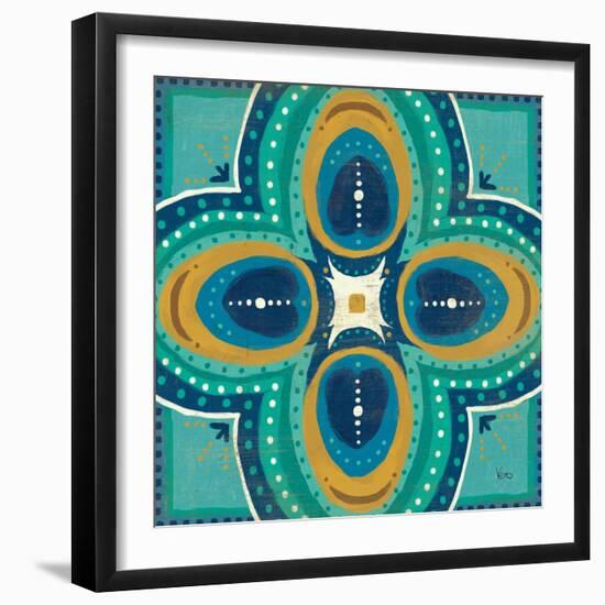 Proud as a Peacock Tile IV-Veronique Charron-Framed Art Print