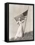 Proud Woman in Gown Holding American Flag on Hill-null-Framed Stretched Canvas