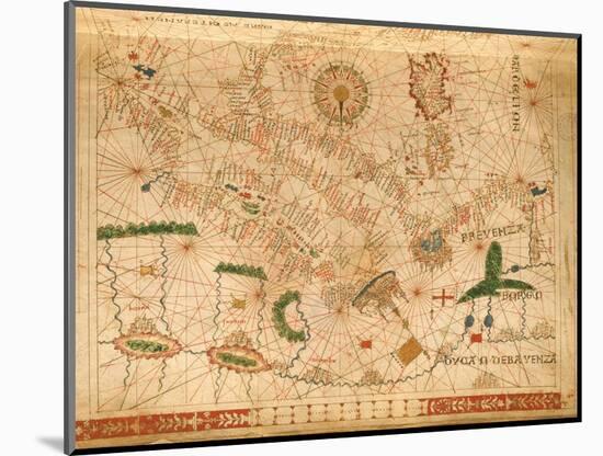 Provence and Italy, from a Nautical Atlas, 1520 (Ink on Vellum) (Detail from 330915)-Giovanni Xenodocus da Corfu-Mounted Giclee Print