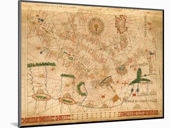 Provence and Italy, from a Nautical Atlas, 1520 (Ink on Vellum) (Detail from 330915)-Giovanni Xenodocus da Corfu-Mounted Premium Giclee Print