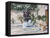 Provence Courtyard (W/C on Paper)-Laurence Fish-Framed Stretched Canvas