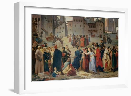 Provenzano Salvani Begging in Piazza del Campo-Amos Cassioli-Framed Giclee Print