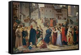 Provenzano Salvani Begging in Piazza del Campo-Amos Cassioli-Framed Stretched Canvas