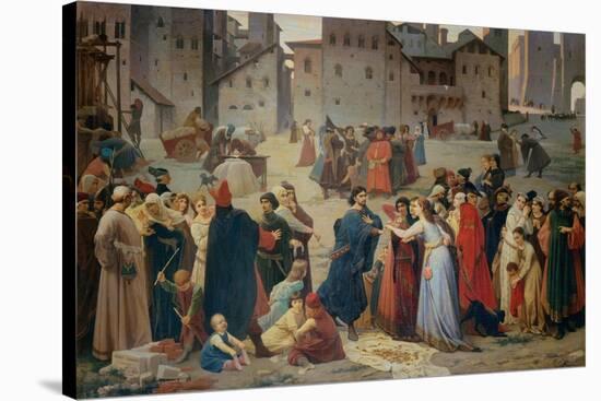 Provenzano Salvani Begging in Piazza del Campo-Amos Cassioli-Stretched Canvas