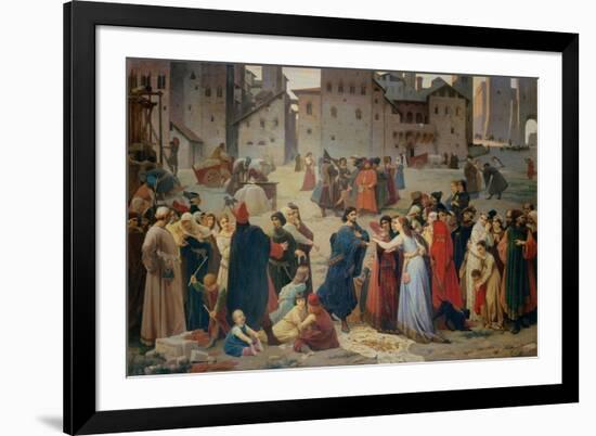 Provenzano Salvani Begging in Piazza del Campo-Amos Cassioli-Framed Giclee Print