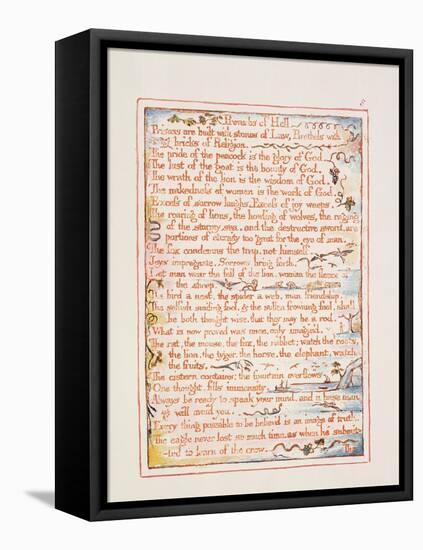 Proverbs of Hell, Text from 'The Marriage of Heaven and Hell', C.1790-3-William Blake-Framed Stretched Canvas