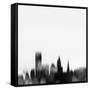 Providence City Skyline - Black-NaxArt-Framed Stretched Canvas