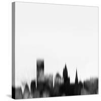 Providence City Skyline - Black-NaxArt-Stretched Canvas
