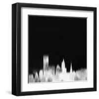 Providence City Skyline - White-NaxArt-Framed Art Print