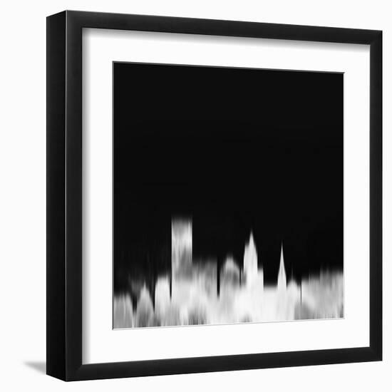 Providence City Skyline - White-NaxArt-Framed Art Print