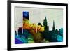 Providence City Skyline-NaxArt-Framed Premium Giclee Print