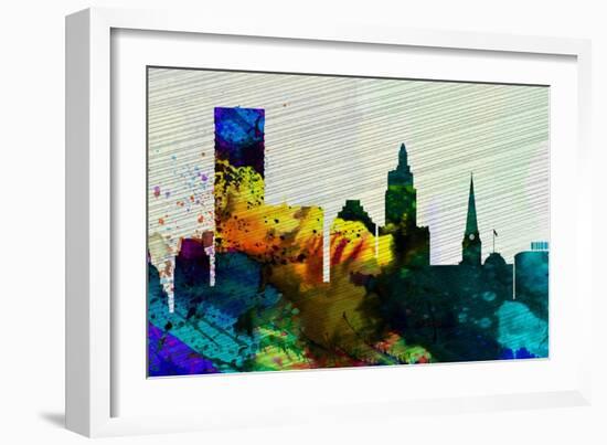 Providence City Skyline-NaxArt-Framed Art Print