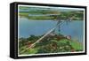 Providence, Rhode Island - Aerial View of Mount Hope Bridge and Mount Hope Bay, c.1940-Lantern Press-Framed Stretched Canvas