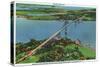 Providence, Rhode Island - Aerial View of Mount Hope Bridge and Mount Hope Bay, c.1940-Lantern Press-Stretched Canvas