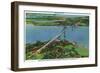 Providence, Rhode Island - Aerial View of Mount Hope Bridge and Mount Hope Bay, c.1940-Lantern Press-Framed Art Print