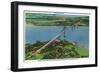 Providence, Rhode Island - Aerial View of Mount Hope Bridge and Mount Hope Bay, c.1940-Lantern Press-Framed Art Print