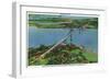 Providence, Rhode Island - Aerial View of Mount Hope Bridge and Mount Hope Bay, c.1940-Lantern Press-Framed Art Print