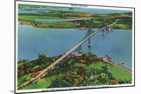 Providence, Rhode Island - Aerial View of Mount Hope Bridge and Mount Hope Bay, c.1940-Lantern Press-Mounted Art Print