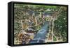 Providence, Rhode Island - Aerial View of the City, c.1944-Lantern Press-Framed Stretched Canvas
