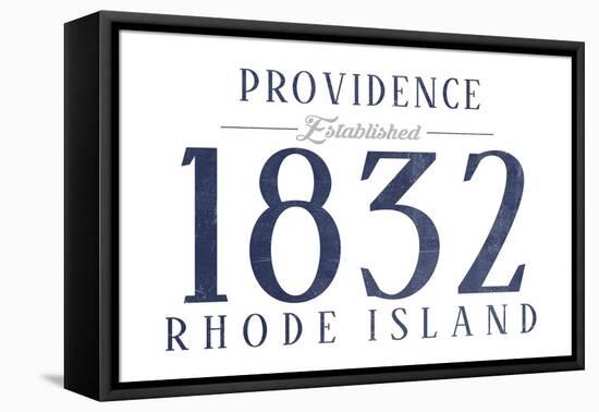 Providence, Rhode Island - Established Date (Blue)-Lantern Press-Framed Stretched Canvas