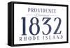 Providence, Rhode Island - Established Date (Blue)-Lantern Press-Framed Stretched Canvas
