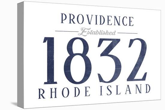 Providence, Rhode Island - Established Date (Blue)-Lantern Press-Stretched Canvas