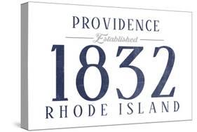 Providence, Rhode Island - Established Date (Blue)-Lantern Press-Stretched Canvas