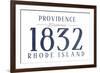 Providence, Rhode Island - Established Date (Blue)-Lantern Press-Framed Art Print