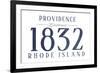 Providence, Rhode Island - Established Date (Blue)-Lantern Press-Framed Art Print