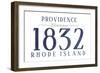 Providence, Rhode Island - Established Date (Blue)-Lantern Press-Framed Art Print