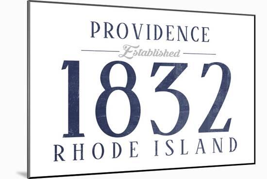 Providence, Rhode Island - Established Date (Blue)-Lantern Press-Mounted Art Print
