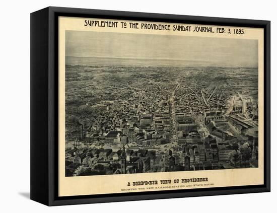 Providence, Rhode Island - Panoramic Map-Lantern Press-Framed Stretched Canvas