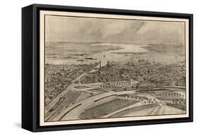 Providence, Rhode Island - Panoramic Map-Lantern Press-Framed Stretched Canvas