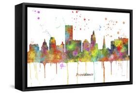 Providence Rhode Island Skyline MCLR 1-Marlene Watson-Framed Stretched Canvas