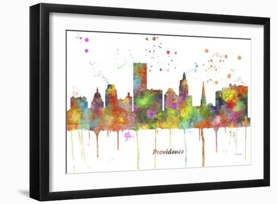 Providence Rhode Island Skyline MCLR 1-Marlene Watson-Framed Giclee Print