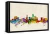 Providence Rhode Island Skyline-Michael Tompsett-Framed Stretched Canvas