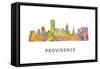 Providence Rhode Island Skyline-Marlene Watson-Framed Stretched Canvas