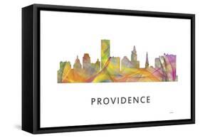 Providence Rhode Island Skyline-Marlene Watson-Framed Stretched Canvas