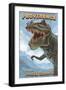 Providence, Rhode Island - T Rex Dinosaur-Lantern Press-Framed Art Print