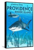 Providence, Rhode Island - Tiger Shark-Lantern Press-Framed Stretched Canvas