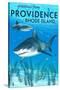 Providence, Rhode Island - Tiger Shark-Lantern Press-Stretched Canvas