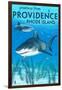 Providence, Rhode Island - Tiger Shark-Lantern Press-Framed Art Print