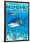 Providence, Rhode Island - Tiger Shark-Lantern Press-Framed Art Print